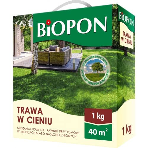 Biopon Rasensamen für Schatten 1 kg - Schattenrasen für Robusten und Widerstandsfähigen Rasen - Effizientes Schattenrasensamen für Schönen Garten - 1 kg Samen für 40 m² Rasen von Biopon