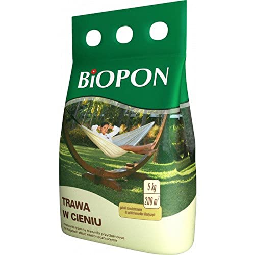 Biopon Rasensamen für Schatten 5 kg - Schattenrasen für Robusten und Widerstandsfähigen Rasen - Effizientes Schattenrasensamen für Schönen Garten - 5 kg Samen für 200 m² Rasen von Biopon