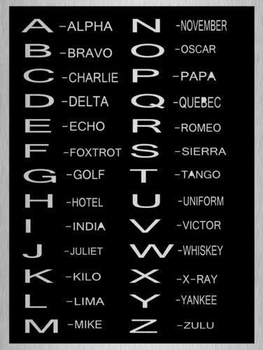 Metall-Blechschild 20,3 x 30,5 cm Metallschild Phonetisches Alphabet Poster Alpha Zulu Metallblech Wand Tür Schild von Pvmn