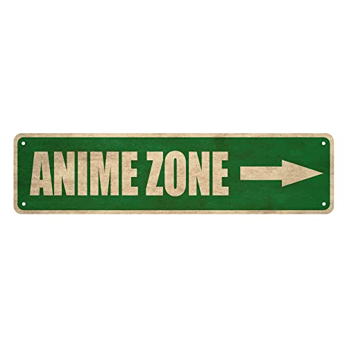 Anime Zone Metall-Blechschild mit Pfeil nach rechts, Straßenschilder, lustige Wanddekoration für Zuhause/Schlafzimmer/Männerhöhle/Bar/Kneipe, 40,6 x 10,2 cm von Bioputty