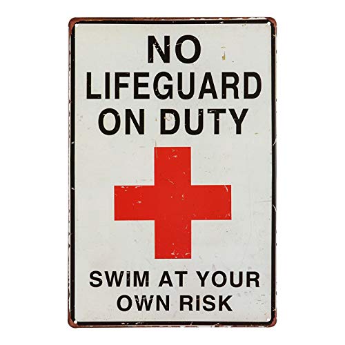 Bioputty "No Lifeguard On Duty", 30,5 x 20,3 cm, Vintage-Poster, Wanddekoration, Kunst, Geschenk, Retro-Bild, Metallschild von Bioputty