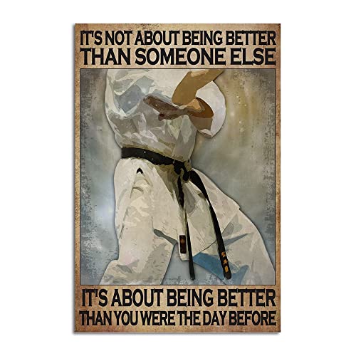 Bioputty Taekwondo-Spieler, 30,5 x 20,3 cm, Vintage-Poster, Wanddekoration, Kunst, Geschenk, Retro-Bild, Metallschild von Bioputty