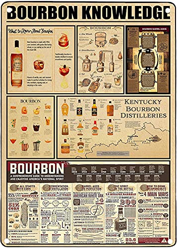 Bourbon Knowledge,12 * 8 Inches Vintage Funny Poster Wall Decor Art Gift Retro Picture Metal Sign von Bioputty