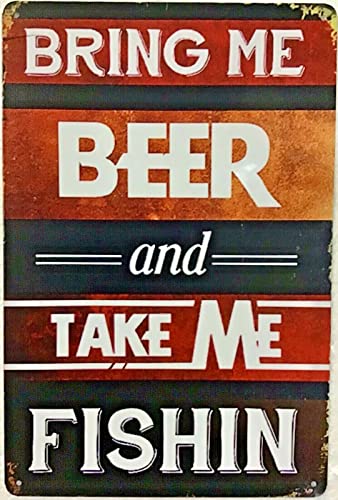 Fishing Beer Drinking,12 * 8 Inches Vintage Funny Poster Wall Decor Art Gift Retro Picture Metal Sign von Bioputty