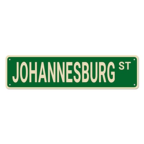 Johannesburg Straßenschilder, Johannesburg Decor Johannesburg Schild, Wanddekoration für Zuhause/Einfahrt/Man Cave/Bar, hochwertige Metallschilder 40,6 x 10,2 cm von Bioputty