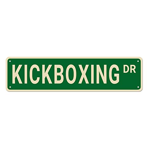 Kickboxing-Straßenschilder, Kickboxen-Dekor, Kickboxen-Schild, Kickboxing-Geschenk, Wanddekoration für Zuhause/Küche/Männerhöhle, hochwertige Metallschilder, 40,6 x 10,2 cm von Bioputty