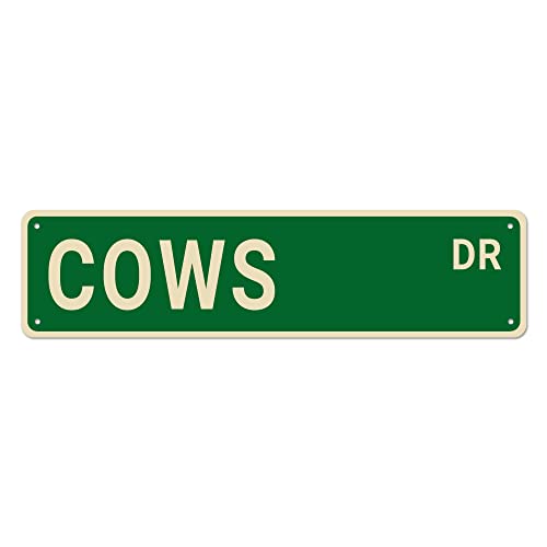 Kühe Dr. Straßenschilder, Farmhosue Decor Kühe Schild Geschenk für Kühe Liebhaber, Wanddekoration für Zuhause/Auffahrt/Man Cave/Bar, hochwertige Metallschilder 40,6 x 10,2 cm von Bioputty