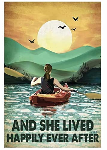 Lustiges Poster, Wanddekoration, Motiv: She Lived Happily Ever After Rowing Girl Sunset Dawn Hot Summer, 30,5 x 20,3 cm, Vintage-Poster, Wanddekoration, Kunst, Geschenk, Retro-Bild, Metallschild Lustiges Poster, Wanddekoration, Motiv: She Lived Happily Ever After Rowing Girl Sunset Dawn Hot Summer, 30,5 x 20,3 cm, Vintage-Poster, Wanddekoration, Kunst, Geschenk, Retro-Bild, Metallschild von Bioputty