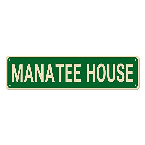 Manatee House Schild, Seekuh Dekor Seekuh Schild Seekuh Liebhaber Geschenk, lustige Wanddekoration für Zuhause/Bauernhaus/Männerhöhle, hochwertige Metallschilder 40,6 x 10,2 cm von Bioputty