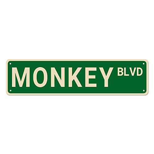 Monkey BLVD Straßenschild, Affenschild, Affen-Dekoration, Affen-Liebhaber, Geschenk, lustige Tier-Wanddekoration für Zuhause/Männerhöhle, hochwertige Metallschilder, 40,6 x 10,2 cm Monkey BLVD Straßenschild, Affenschild, Affen-Dekoration, Affen-Liebhaber, Geschenk, lustige Tier-Wanddekoration für Zuhause/Männerhöhle, hochwertige Metallschilder, 40,6 x 10,2 cm von Bioputty