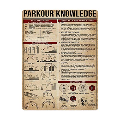Parkour Knowledge,12 * 8 Inches Vintage Funny Poster Wall Decor Art Gift Retro Picture Metal Sign von Bioputty