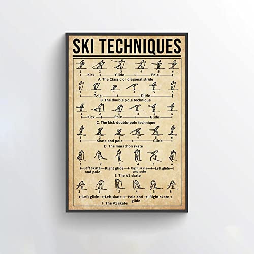 Ski Techniques Skiing Lover,12 * 8 Inches Vintage Funny Poster Wall Decor Art Gift Retro Picture Metal Sign von Bioputty