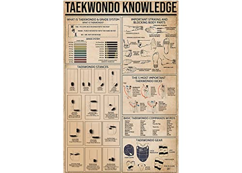 Taekwondo Knowledge,12 * 8 Inches Vintage Funny Poster Wall Decor Art Gift Retro Picture Metal Sign von Bioputty