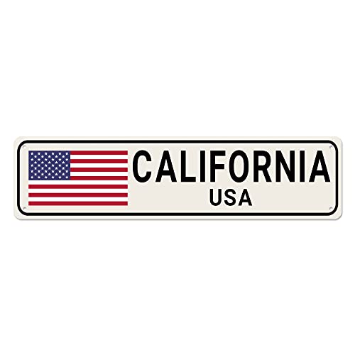 USA-Flaggenschild, Kalifornien-Schild, California Decor United States Location Schild, lustige Wanddekoration für Zuhause/Man Cave, hochwertige Metallschilder 40,6 x 10,2 cm von Bioputty