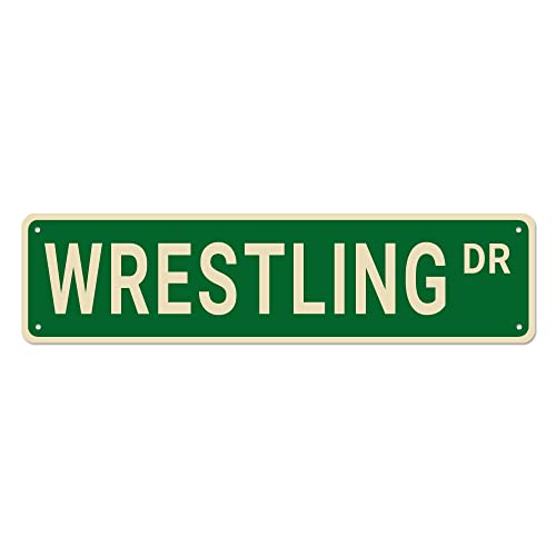 Wrestling Straßenschilder, Wrestling Decor Wrestling Schild Wrestling Geschenk, Wanddekoration für Zuhause/Küche/Man Cave, hochwertige Metallschilder 40,6 x 10,2 cm von Bioputty