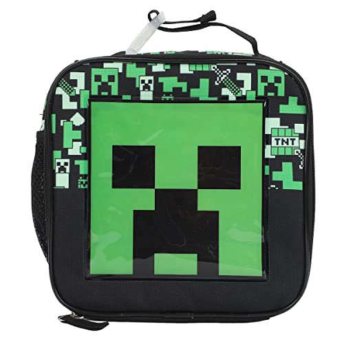 Bioworld Minecraft Quadratische isolierte Lunchbox mit Netz-Seitentasche von Bioworld