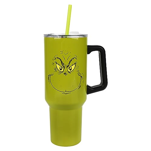 Bioworld Grinch Grinning Face Edelstahlbecher mit Griff, 1,2 l, Grün von Bioworld