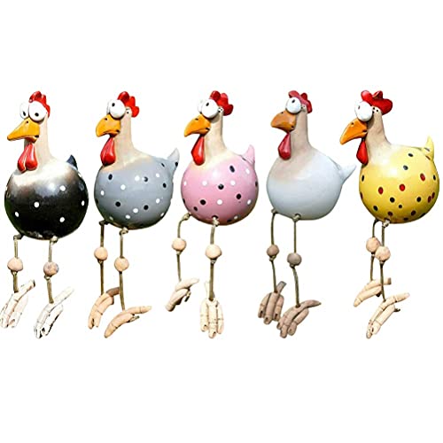 Bipily Keramik Huhn gartendeko Figuren Garten Hof Dekoration Handarbeit Tierfigur Gartenstecker Ornament sitzen deko für Garten terrasse Balkon Yard 5 Stück von Bipily