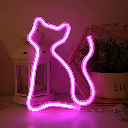 Bipily Netter Katze Schild Neonlicht,LED Katze Schild Leuchtreklame geformt Dekor Licht, Wanddekoration für Weihnachten, Geburtstagsfeier,Kindergarten,Kinderzimmer,Hochzeitsfeier Dekor von Bipily