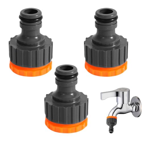 3 Stück Wasserhahn Adapter, Gartenschlauchanschluss Adapter, 1/2 Zoll 3/4 Zoll Kunststoff Schlauchanschluss, 2-in-1 Garten Schraubgewinde Hahnverbinder, für Wasserhahn Schlauch Anschluss (Grau) von Bipl