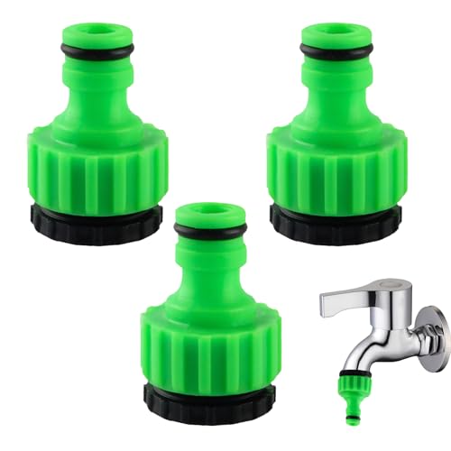 3 Stück Wasserhahn Adapter, Gartenschlauchanschluss Adapter, 1/2 Zoll 3/4 Zoll Kunststoff Schlauchanschluss, 2-in-1 Garten Schraubgewinde Hahnverbinder, für Wasserhahn Schlauch Anschluss (Grasgrün) von Bipl