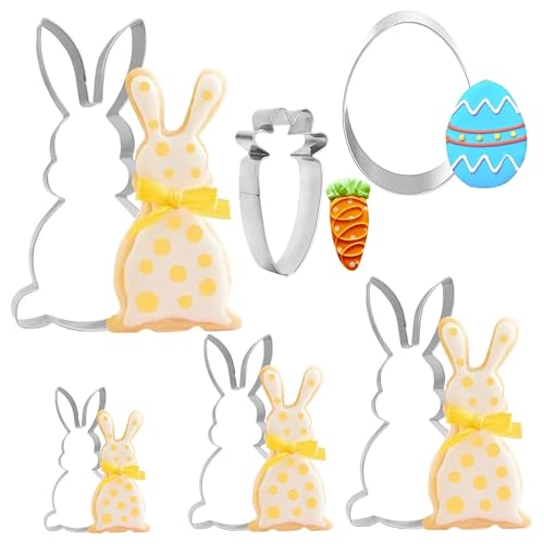 7 Stück Osterhasen Ausstecher Set, Ausstechformen Hase, Osterei Hasen Groß Ausstechformen, Edelstahl Plätzchen Ausstecher Ostern, für Ostern Party Hase Ostereier Karotten DIY Plätzchen Backform Kinder von Bipl