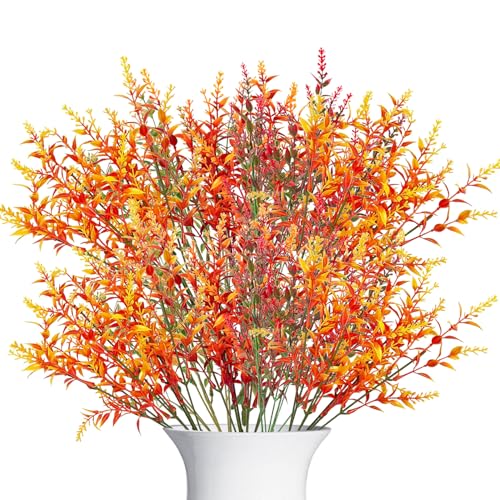 8 Bündel Künstliche Herbstblumen,Simulation Herbst Deko Blumen,Wetterfest Plastik Herbst Pflanzen,Keine Fade Herbstdeko Zweige Blätter,für Thanksgiving Herbst Balkon Garten Indoor Outdoor Tischdeko von Bipl