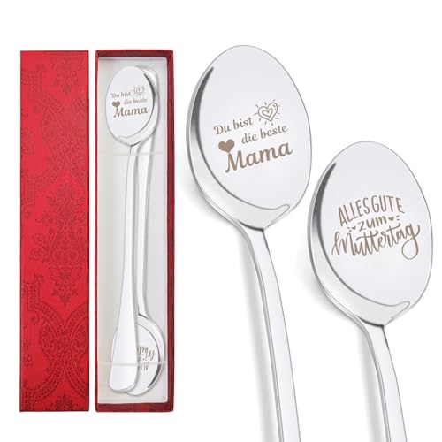 Geschenke für Mama, 2 Stücke Kaffeelöffel mit Gravur-Du Bist Die Beste Mama, Allesgute zum Muttertag Besonderes Geschenk Kaffeelöffel, mit Geschenkbox, Geburtstagsgeschenk Muttertagsgeschenk für Mama Geschenke für Mama, 2 Stücke Kaffeelöffel mit Gravur-Du Bist Die Beste Mama, Allesgute zum Muttertag Besonderes Geschenk Kaffeelöffel, mit Geschenkbox, Geburtstagsgeschenk Muttertagsgeschenk für Mama von Bipl
