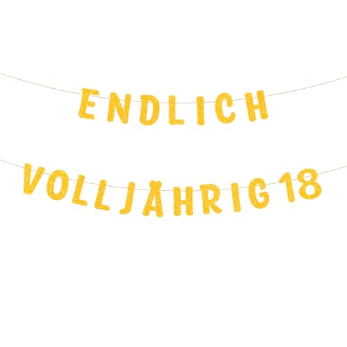 Girlande 18 Geburtstag Deko Junge Mädchen, Gold - ENDLICH VOLLJÄHRIG 18 Girlande, Foto Deko Banner 18. Geburtstag, Hängende Foto Wanddekoration Banner, Glitzerbanner zum Party Dekoration Girlande 18 Geburtstag Deko Junge Mädchen, Gold - ENDLICH VOLLJÄHRIG 18 Girlande, Foto Deko Banner 18. Geburtstag, Hängende Foto Wanddekoration Banner, Glitzerbanner zum Party Dekoration von Bipl