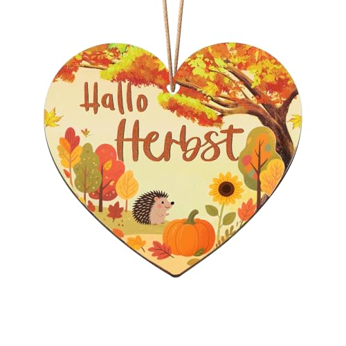 Herbstdeko zum Aufhängen, Hallo Herbst Holz Deko Hänger, Herbstdeko Bunte Bemalt Fensterhänger, Holz Herz Herbst Deko Innen und Draußen, mit Schnur zum Aufhängen Fall Decor Erntedankfest Herbstdeko zum Aufhängen, Hallo Herbst Holz Deko Hänger, Herbstdeko Bunte Bemalt Fensterhänger, Holz Herz Herbst Deko Innen und Draußen, mit Schnur zum Aufhängen Fall Decor Erntedankfest von Bipl