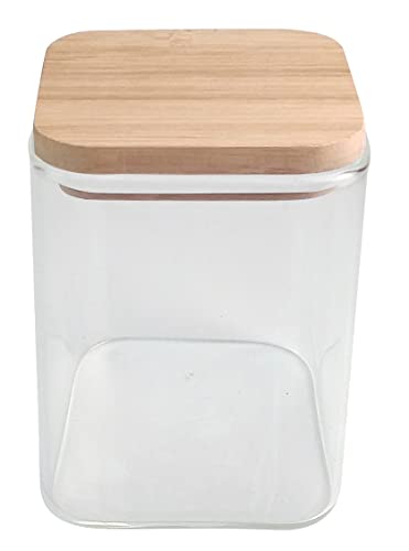 Birambeau Vorratsdose aus Glas – Vorratsdosen – Deckel aus Bambus – ideal zur Aufbewahrung von trockenen Lebensmitteln – Fassungsvermögen 450 ml, Beige von Birambeau