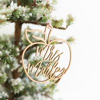 Geschenk Für Lehrer Weihnachtsgeschenk Apfel Ornament Personalisierte Verzierung Ende Des Jahres Weihnachtsbaum von BirchBarAndCo