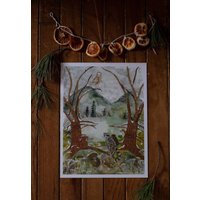 First Snow in The Valley Poster/Kunstdruck 9x12 In First Snow in The Valley Poster/Kunstdruck 9x12 In von BirchsapIllustration