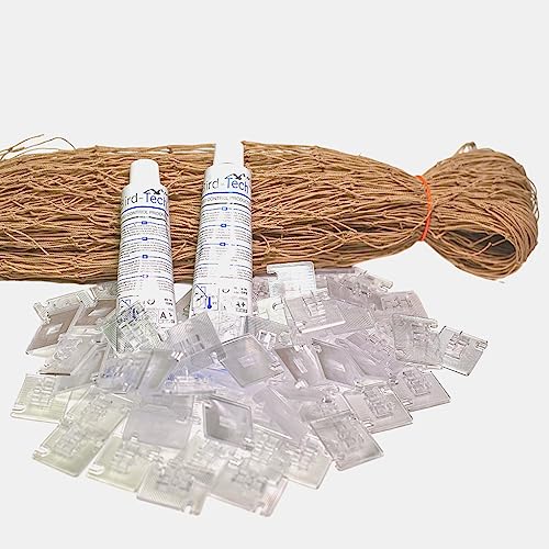 Bird-Tech TM Katzennetz für Balkon Premium Steinfarbe + 100 Haken + 2 Transparent Silikon, 80 ml (5X5 MTS) von Bird-Tech TM
