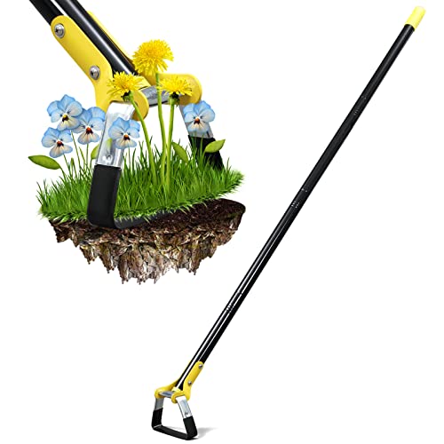 Bird Twig Steigbügelhacke Gartenwerkzeug – Schleifhacke zur effektiven Vermeidung von Unkraut, 137,2 cm, Edelstahl, verstellbarer langer Griff, Jäthacke für durchschnittliche und hohe Gärtner, Schwarz von Bird Twig