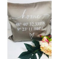 Kissenbezug | Home + Wunschkoordinaten von BirdDesignDE