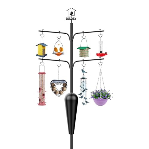Birdfy Metall Bird Feeder Pole Vogelfutterstation mit 8 verstellbaren Haken, 360° Drehbare Querstange, Vogelfutterstange mit Eichhörnchensicheres Patent, Rostfreies, Winddicht, Einfach Install Birdfy Metall Bird Feeder Pole Vogelfutterstation mit 8 verstellbaren Haken, 360° Drehbare Querstange, Vogelfutterstange mit Eichhörnchensicheres Patent, Rostfreies, Winddicht, Einfach Install von Birdfy