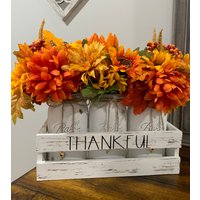 Herbst Bauernhaus Dekor, Einmachglas, Herzstück, Thanksgiving Tischdekoration, Sonnenblume, Einmachglas Kiste von BirdieDarlingGifts