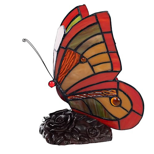 Birendy Lampe im Tiffany-Stil Figurenlampe TIFF200 Schmetterling Dekorationslampe Glaslampe Leuchte Tischlampe Tischleuchte von Birendy