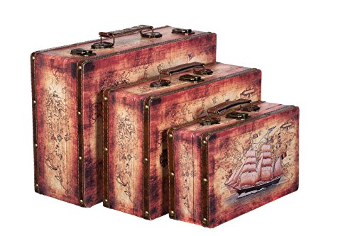 Birendy Truhe Kiste SJ 1280 Koffer, KoffersetSchatzkiste,Kiste, Piratenkiste, Holzbox, SET M+L+XL von Birendy