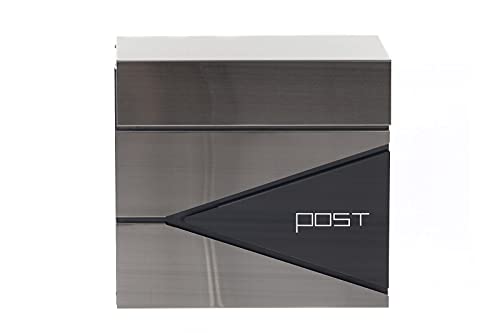 Design Briefkasten mit Zeitungsrohr Stahl 45 cm hoch in Edelstahl Wandbriefkasten mit Befestigungsmaterial (932-32 Edelstahl verzinkt) von Birendy