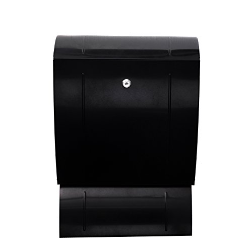 Edler Designer Wand-Briefkasten mit Zeitungsrohr Stahl 52cm hoch in Schwarz HPB018LH Briefkasten von Birendy