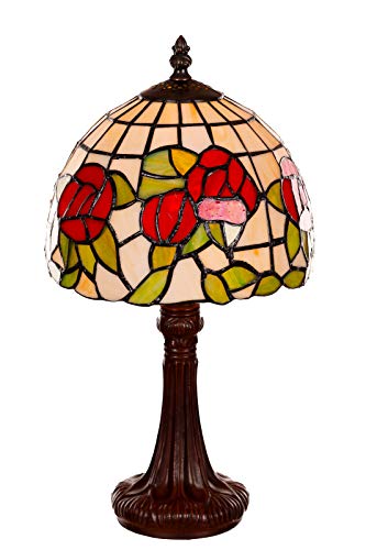 Lampe im Jugendstil Libelle, 8 Zoll edel, Rose Dekorationslampe, Glaslampe, Leuchte,Tischlampe, Tischleuchte (Tiff 149) von Birendy