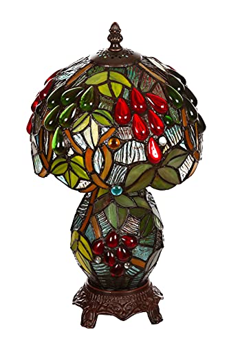 Lampe im Tiffany-Stil Libelle, Schmetterling edel, Rose Dekorationslampe, Tiffany Stil, Glaslampe, Leuchte,Tischlampe, Tischleuchte (Tiff 182 Glasfuß) von Birendy