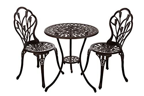 Tisch Set 152405C1551 stabiles Gartenmöbel Set Balkonset Bistroset Aluminium Guss (Antik Bronze) von Birendy