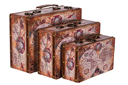 Birendy Truhe Kiste KD 1288 Koffer, Kofferset, Holztruhe Vintage Schatzkiste SET Größe M + L + XL von Birendy