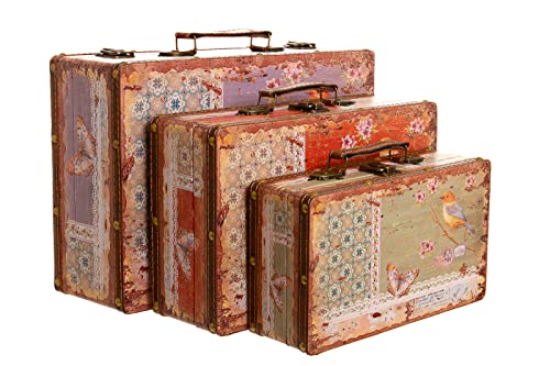 Truhe Kiste KD 1290 Koffer, Kofferset, Holztruhe mit edlem Leder bezogen SET Größe M + L + XL von Birendy