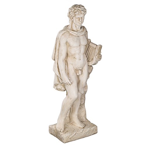 Wetterfeste Riesige schwere (11kg) Statue 85 cm hoch SYL-A 14013- Apollo , Gott mit Instrument, Krieger, Gartenfigur, Dekofigur, Statue, Mythologie, Figur, Büsten, Dekorationsfigur für Innen und Außen, Polyresin , Gartendekoration, Gartenfigur, Skulptur in ANTIKBEIGE von Birendy