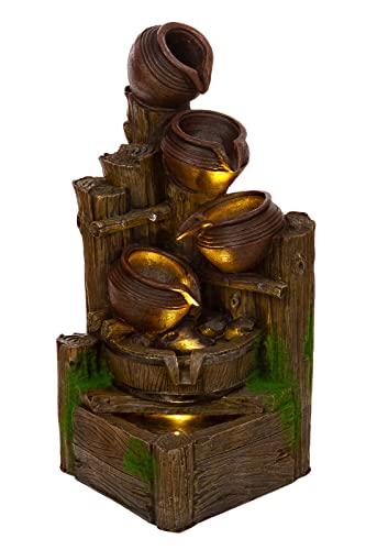 Zimmerbrunnen mit LED Leuchten, 55cm hoch, Springbrunnen für Innen und Außen in verschiedenen Designs, Frosch, Elfe, Kinder, Krüge (Brunenn 17 Eckbrunnen) von Birendy