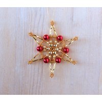 Perlenstern Weihnachtsschmuck Geschenkanhänger Christbaumschmuck von BirgitSchrauthDesign